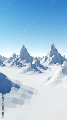 低温の白い山々の風景と青い空のパノラマ