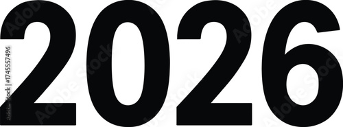 Bold black number 2026 bold font clear text modern design vector