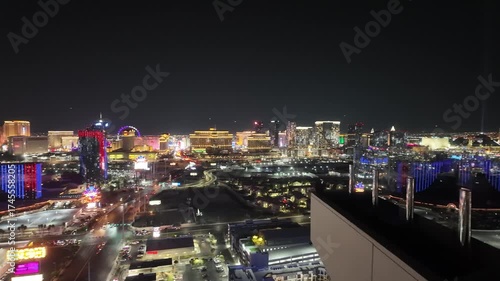 Panoramic View of Las Vegas Skyline From Rooftop Terrace at Night