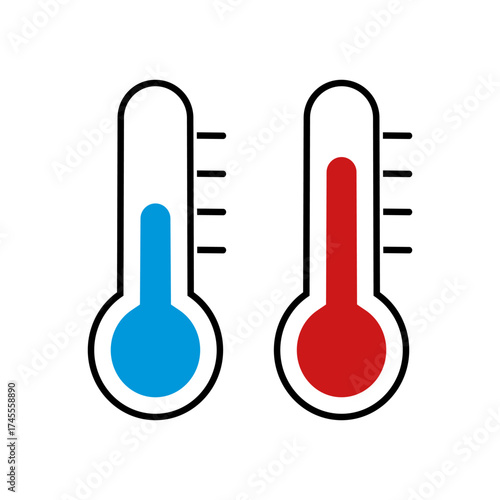 Illustration of two thermometers, indicating temperature variations