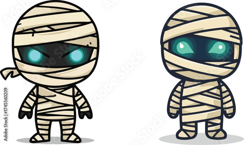 mummy character with uneven bandages vector art