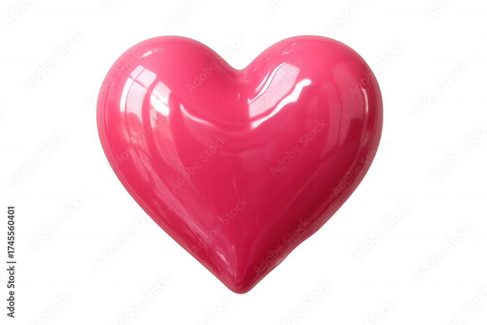 Fototapeta premium Pink glossy 3d heart symbol representing love, romance, passion, and valentine's day on a transparent background