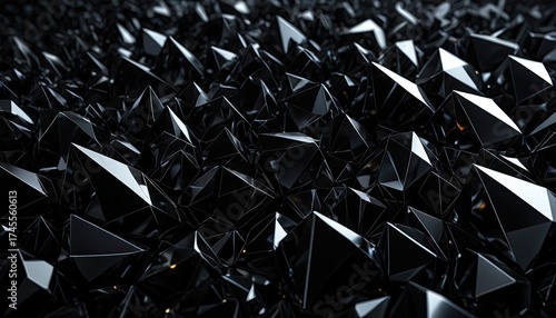Shiny black crystal cluster with sharp, geometric shapes
