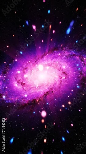 渦巻銀河の抽象的なピンクの光沢のあるビュー