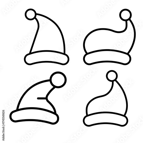 santa cap  outline icon vector illustration