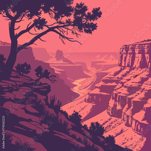 Vector art of grand canyon landscape illustration