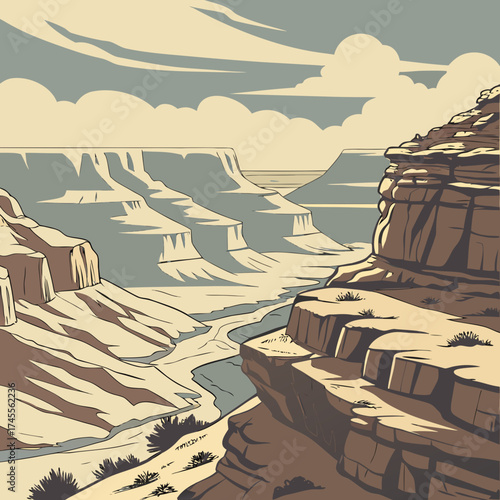 Vector art of grand canyon landscape view