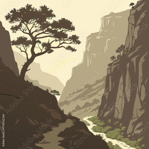 Vector art of grand canyon scenic view landscape