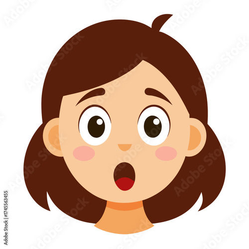 Cartoon girl with a surprised expression illustration vector art for graphic design and animation projects