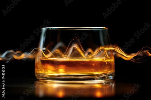 A glass filled with amber l...