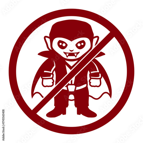 No Vampire Allowed Funny Halloween Forbidden Against Sign