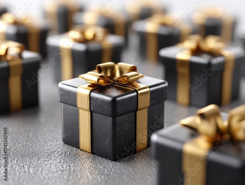 Elegant black gift boxes wi...