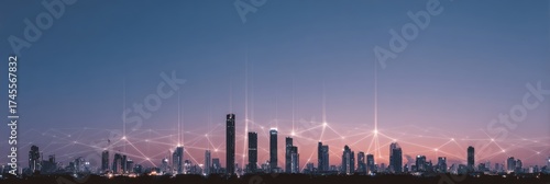 Smart City Skyline Illuminated with AI-Powered Lights | Urban Future Technology