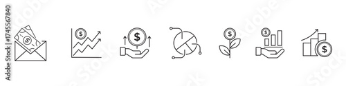 Financial Investment Growth  Outline Icons Set