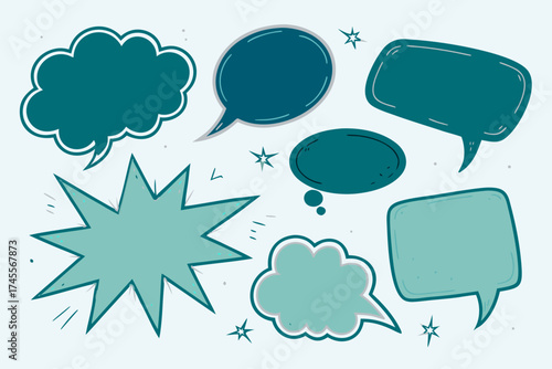 Hand-Drawn Comic Speech Bubbles Vector Illustration Set
