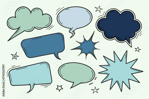 Hand-Drawn Comic Speech Bubbles Vector Illustration Set
