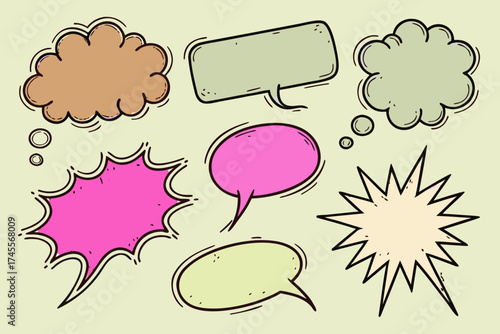Hand-Drawn Comic Speech Bubbles Vector Illustration Set