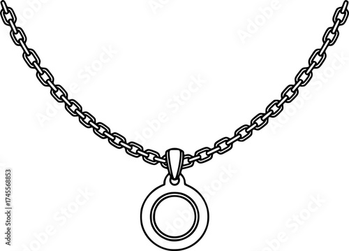 Elegant Chain Necklace with Circle Pendant Line Icon