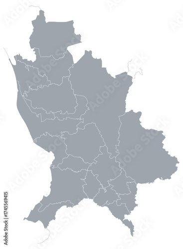 Map of the State of Nayarit, Mexico, with political division by municipalities, infographic