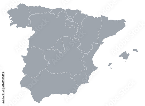 Map of the Spanish Country with political division by provinces, infographic map