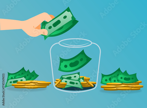 Concept of investment savings, a person who obtains returns on their investment and savings