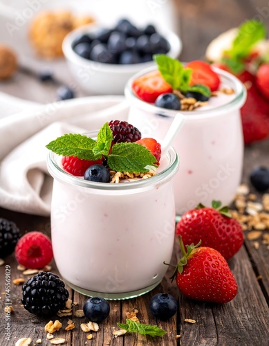 Wallpaper Mural Healthy yogurt parfaits with berries and granola Torontodigital.ca