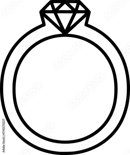 Elegant Diamond Engagement Ring Outline Icon
