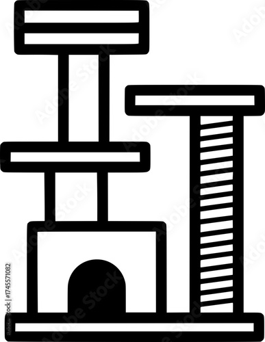Cat Tower Icon Outline Vector