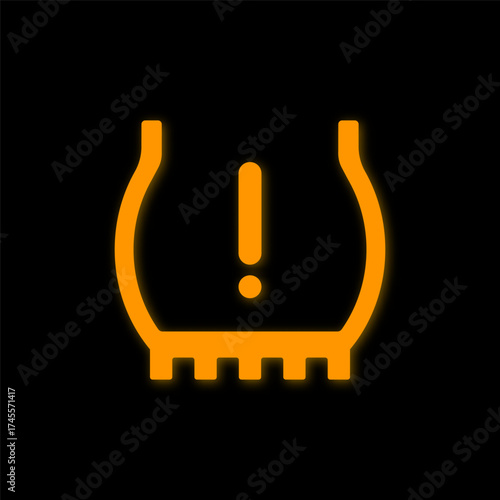 Low tire pressure warning light on car dashboard. Checking pressure gauge. Tire pressure gauge. Vector illustration.