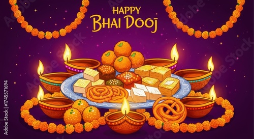 Celebrate bhai dooj with festive sweets diyas and garlands for a joyful occasion