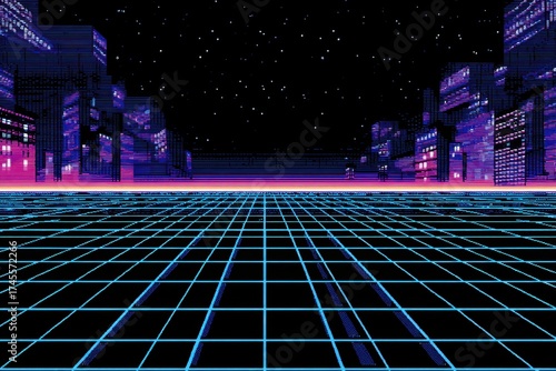 Futuristic cityscape at nig...