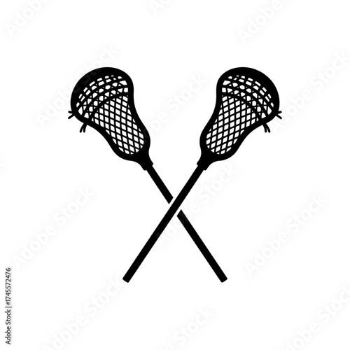 Vector art of two crossed lacrosse sticks