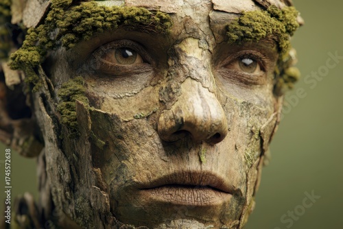 A face is covered with text...
