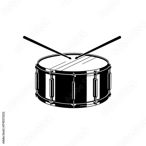 Vector art of snare drum with drumsticks