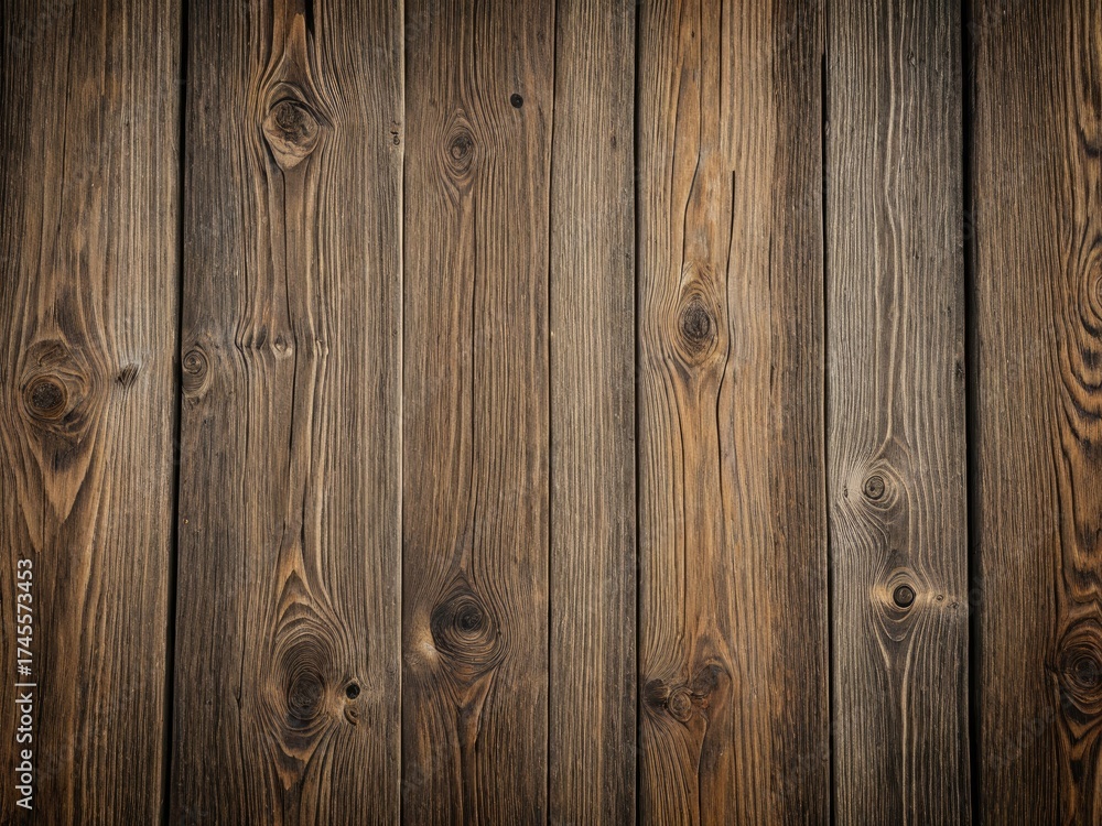 Naklejka premium Vertical, weathered brown wood grain texture. Rustic, warm, natural, inviting