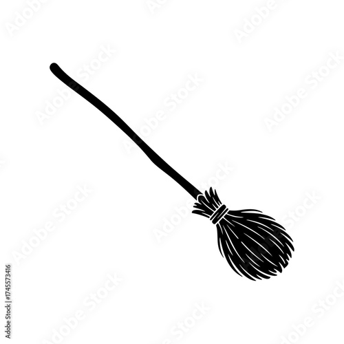 Vector art of black silhouette of a witchs broom