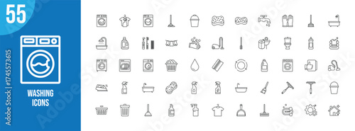 Collection of laundry and household chores icons