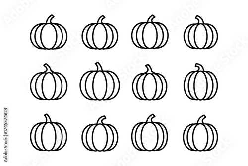 set of pumpkins,
Pumpkin Outline Vector Illustration,
Symmetrical Black Line Art Pumpkins on White Background