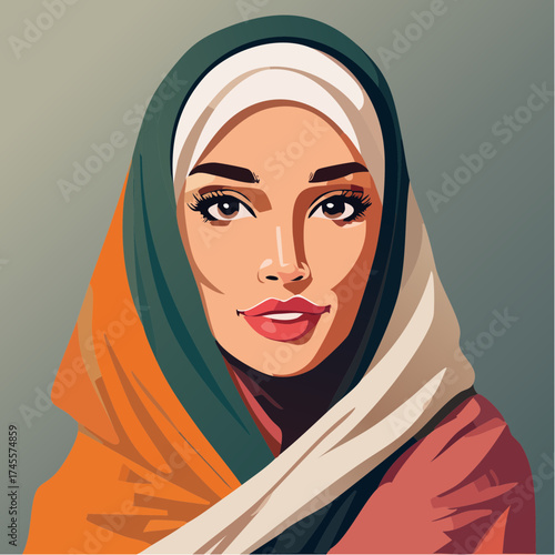 Woman wearing hijab with colorful scarf
