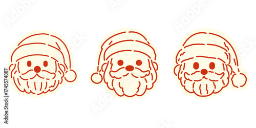 Cartoon doodle line Santa Claus set illustration. Cartoon doodle line Santa Claus illustration. Hand drawn Christmas collection with cute and minimal style. 