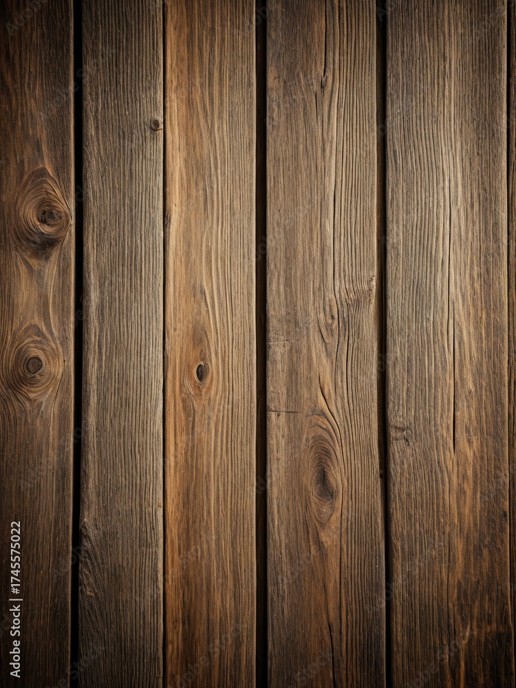 Naklejka premium Vertical wooden planks with knots and grain patterns, rustic texture