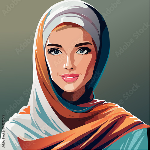 Woman wearing hijab portrait with soft colors