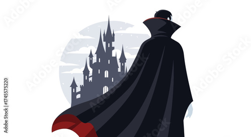 Mysterious figure in cloak stands ready for the night a dark silhouette.