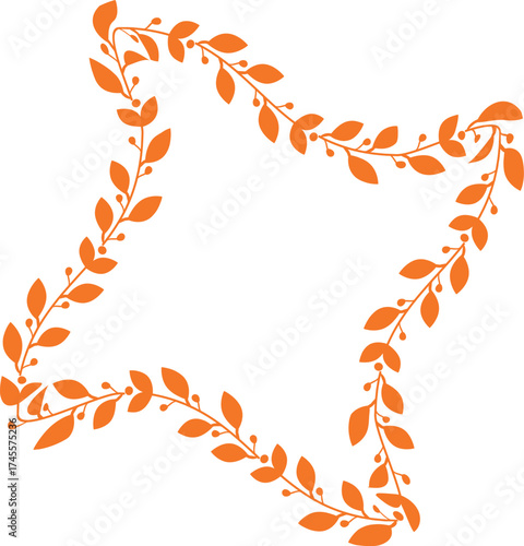 Unique Star Shape Orange Leaf Border Element