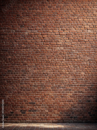 Brown brick wall background, with a textured surface and floor