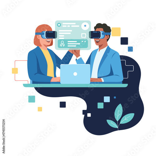 VR Office Collaboration with Holographic Interface