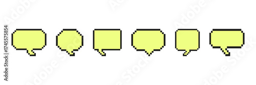 Pixel Messaging Interface Set Icon. Pixel Art Collection of Chat Bubbles for Communication. Isolated Vector Illustration