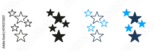Star Cluster Line And Solid Icon Set. Celestial Navigation, Astronomy, And Cosmic Exploration Symbol Collection. Decorative And Inspirational Design Elements. Isolated Vector Illustration