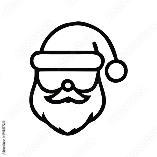 Minimalist Santa Claus Face Line Icon Vector