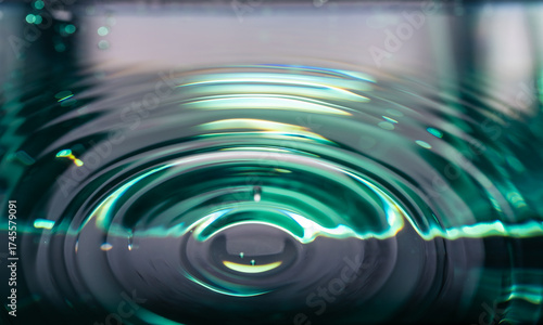 380.Circular Ripples On Liquid Surface With Blue-Green Light